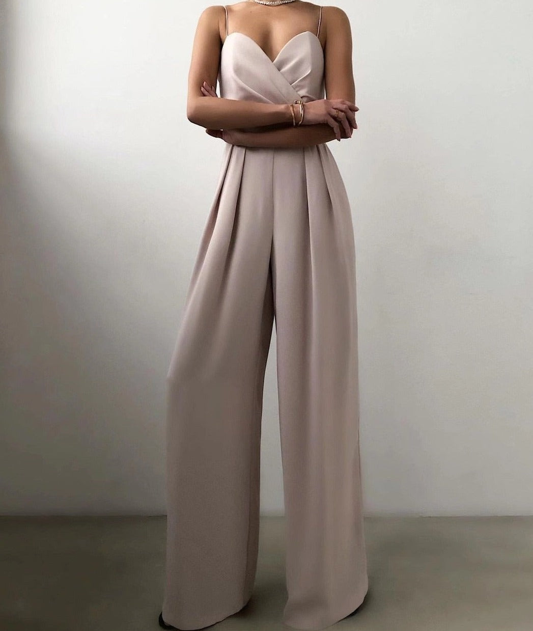 Women's Strappy Elegant Wide-Leg Jumpsuit