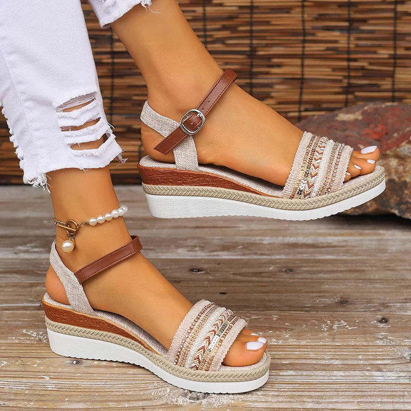 Women's Stylish Embellished Sandals with Adjustable Strap