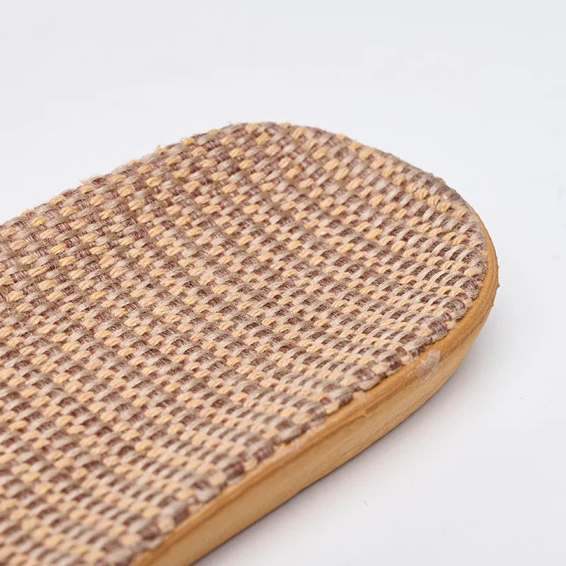 Women's Crisscross Linen Slippers with Flat Sole and Grip