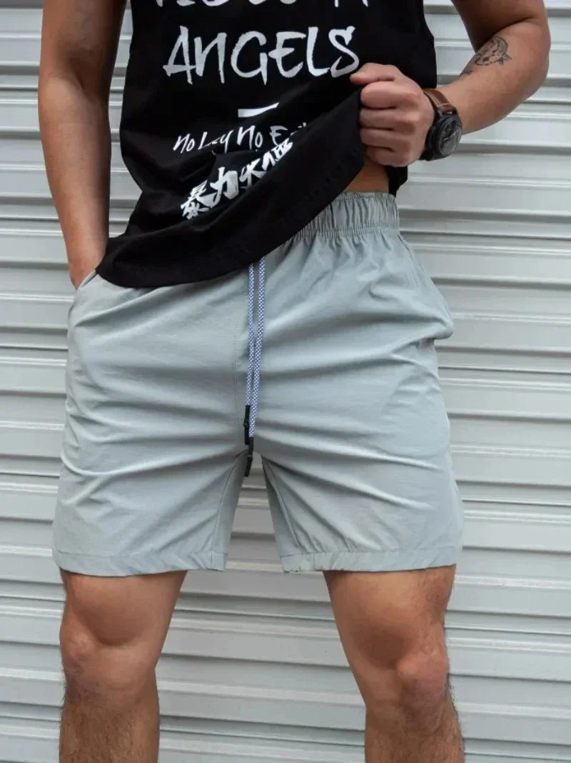 Men's Quick-Dry Swim Shorts with Adjustable Waist and Side Pockets