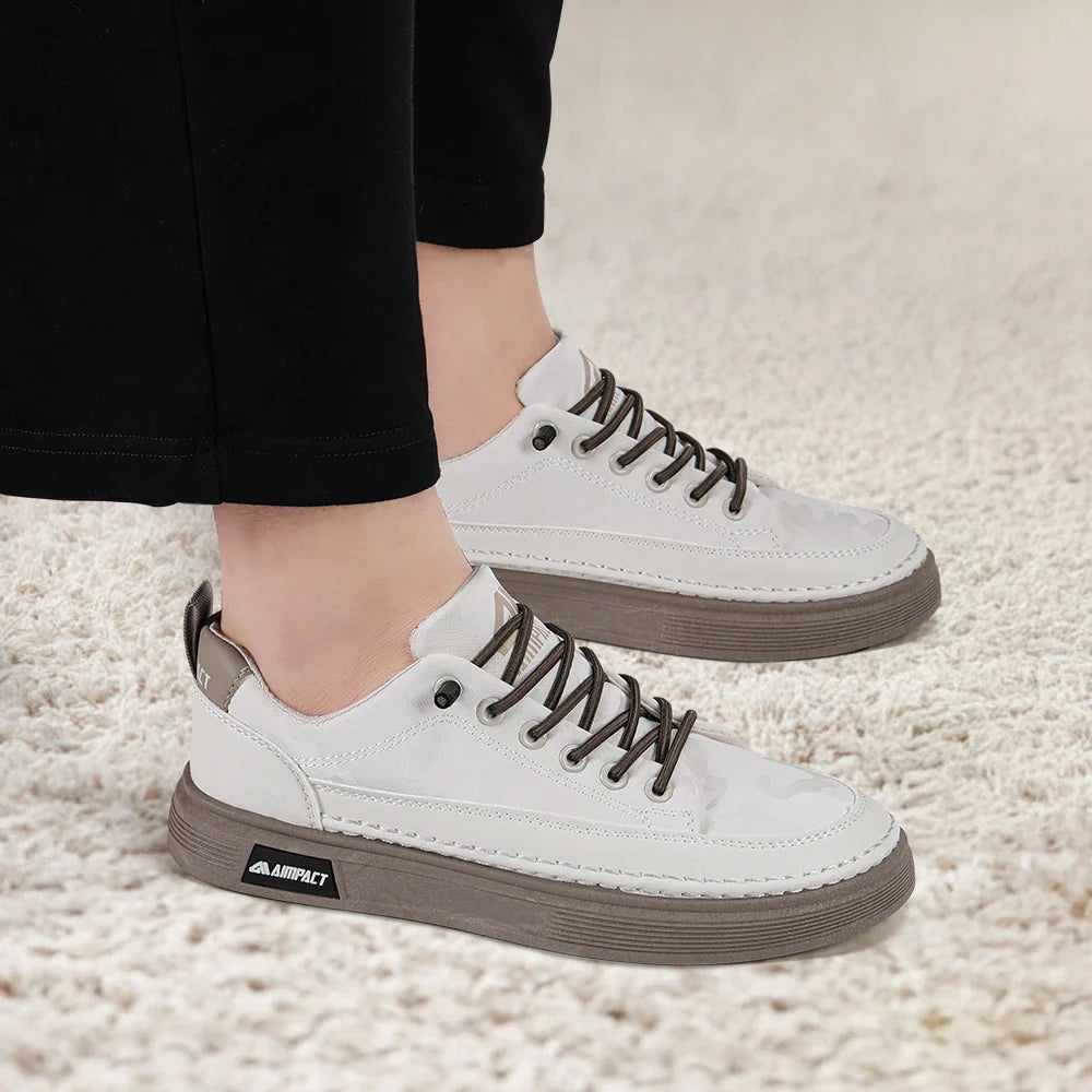 Men's Platform Skate Sneakers with Contrast Sole and Lace-Up Design