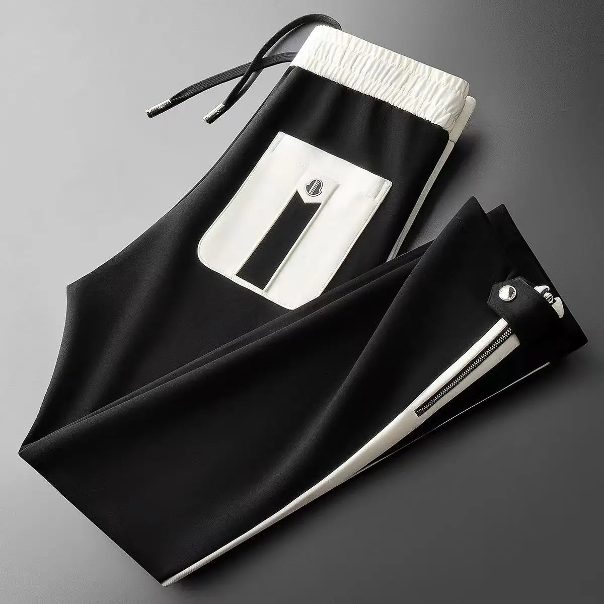 Men's Slim-Fit Jogger Pants with Side Stripe and Zippered Hem