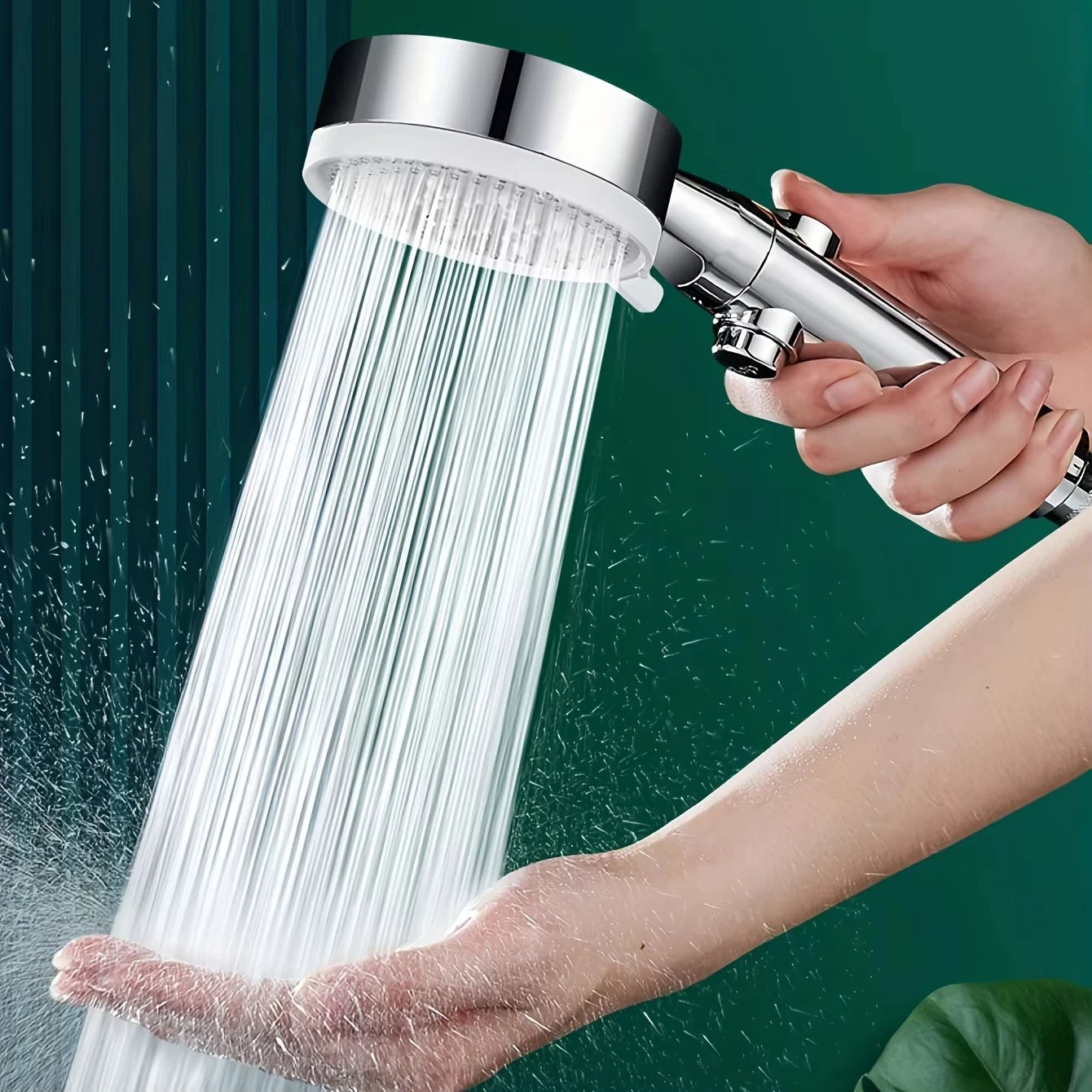 Adjustable Silver High-Pressure Shower Head with Stop Switch, Hose & Holder