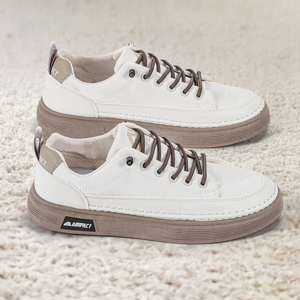 Men's Platform Skate Sneakers with Contrast Sole and Lace-Up Design