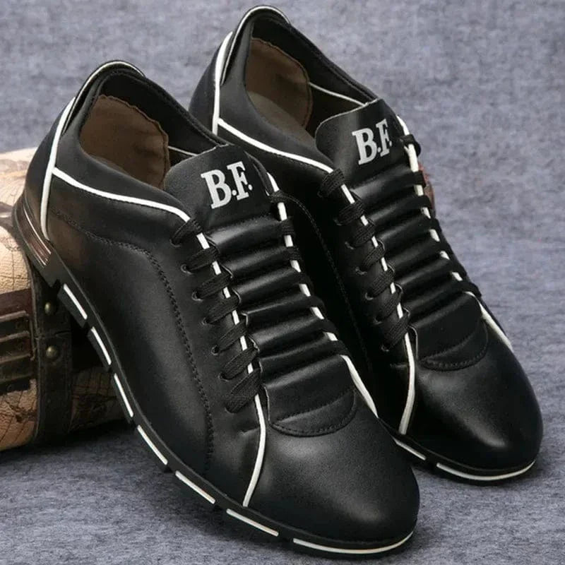 Men's Casual Lace-Up Sneakers with Contrast Stitch Sole Design