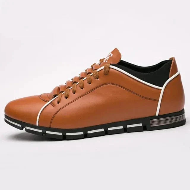 Men's Casual Lace-Up Sneakers with Contrast Stitch Sole Design