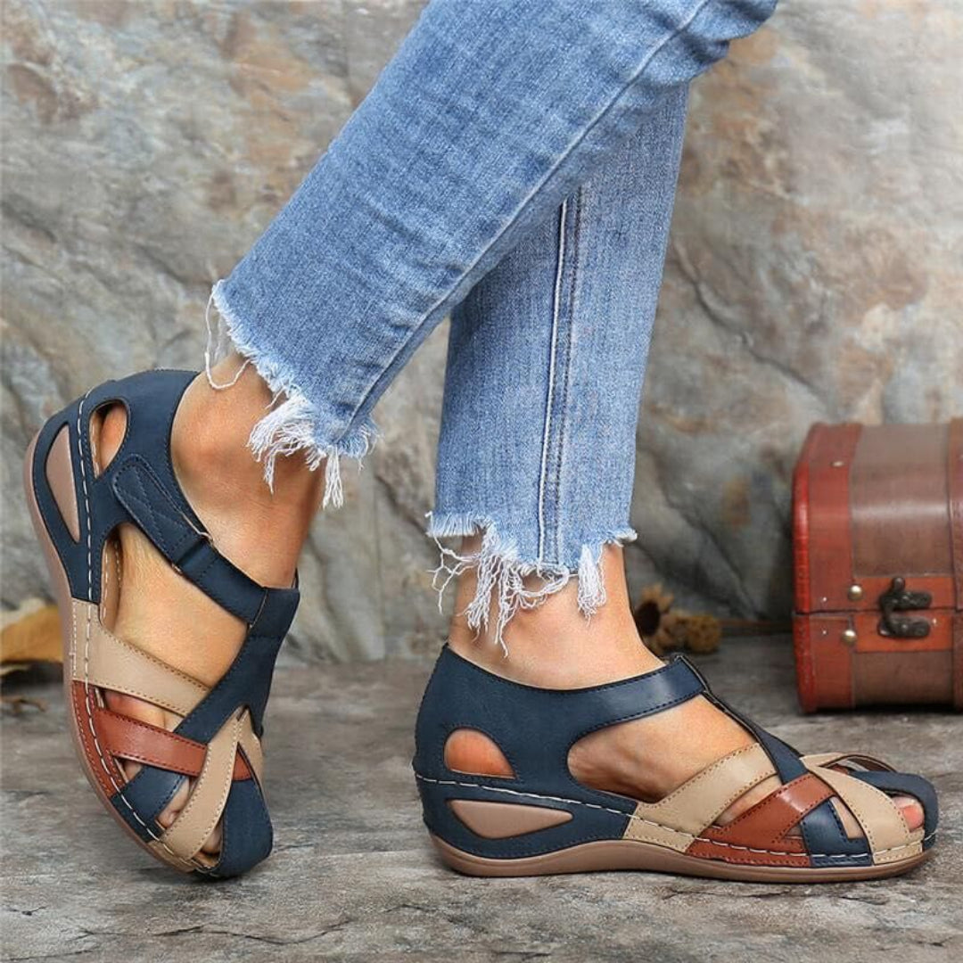Women's Open Toe Comfort Sandals with Straps and Cutout Design