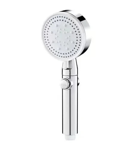 Adjustable Silver High-Pressure Shower Head with Stop Switch, Hose & Holder
