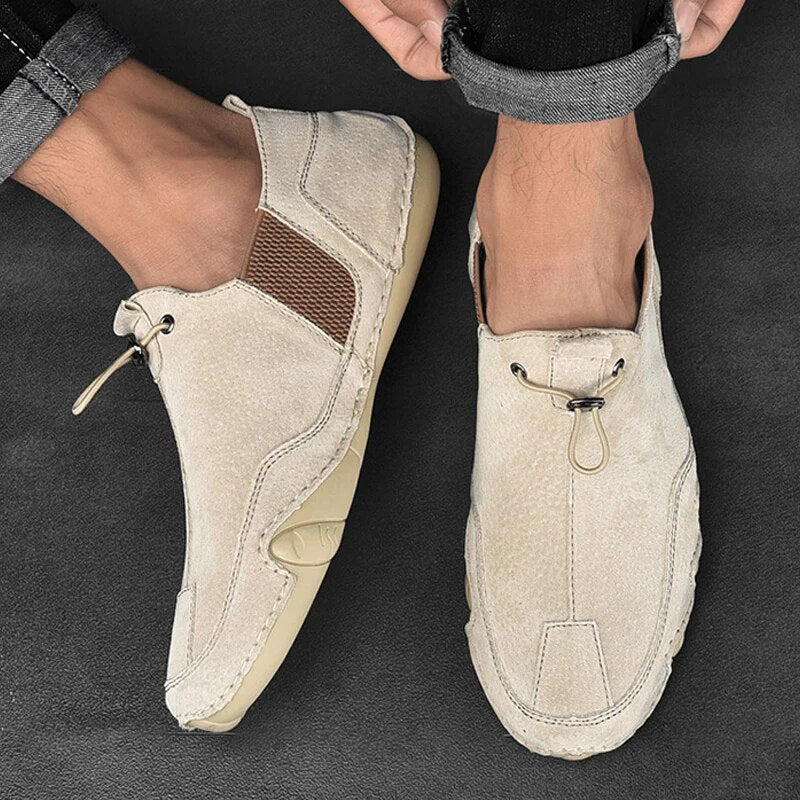 Men's Slip-On Casual Shoes with Elastic Laces and Grip Sole
