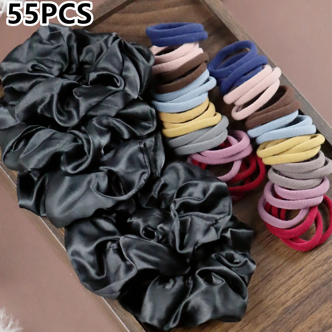 Fashion Hair Accessories Set – Dark Color Hair Claw, Scrunchies & Hair Ties