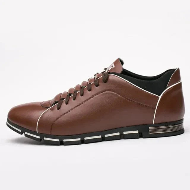 Men's Casual Lace-Up Sneakers with Contrast Stitch Sole Design