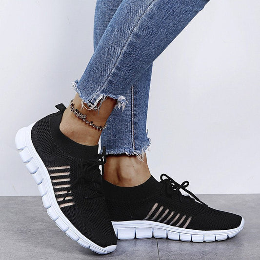 Women’s Ergonomic Slip-On Shoes with Breathable Mesh and Laces