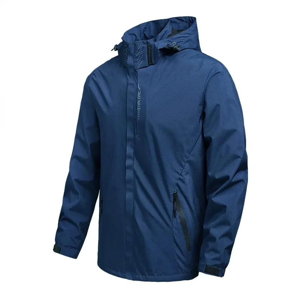 Men's Waterproof Hooded Rain Jacket with Windproof Protection