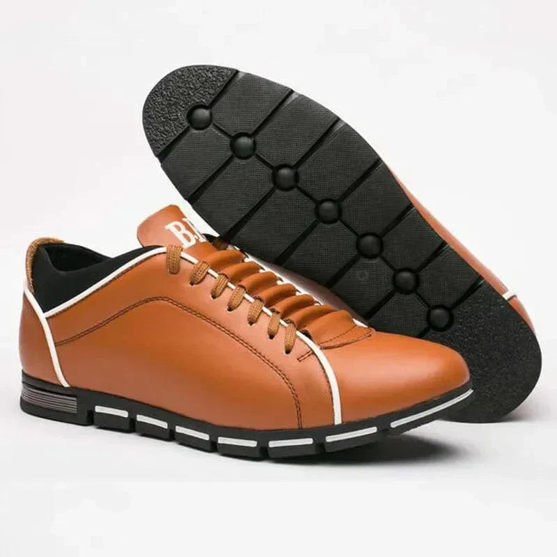 Men's Casual Lace-Up Sneakers with Contrast Stitch Sole Design