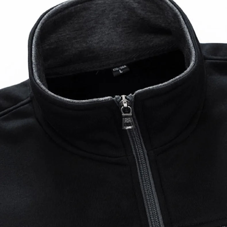 Men's Tracksuit Two Piece Set with Zip Jacket and Geometric Detail