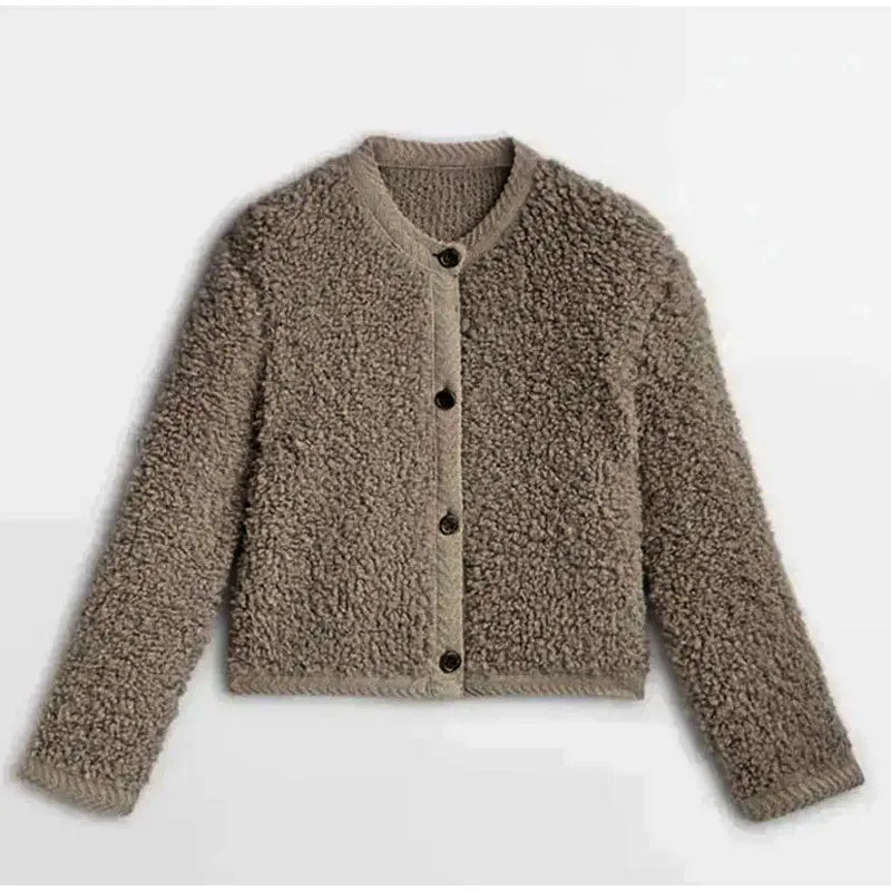 Women's Casual Button Front Teddy Fleece Jacket with Soft Texture