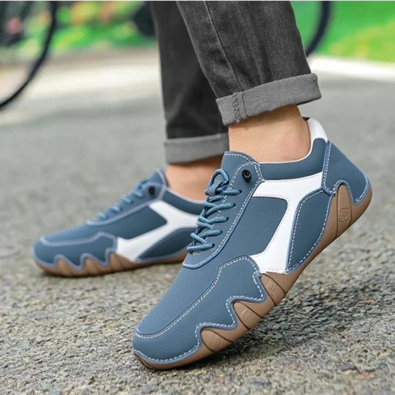 Men's Lace-Up Loafers with Contrast Panel and Textured Outsole