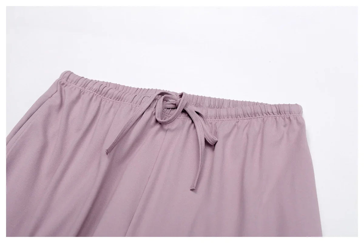 Women’s Two-Piece Lounge Set with Racerback Crop Top and Wide-Leg Pants