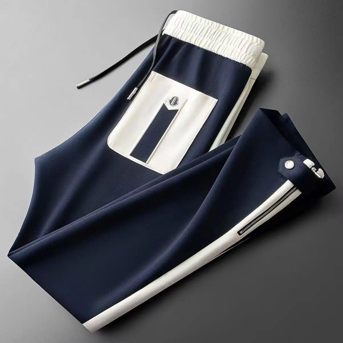 Men's Slim-Fit Jogger Pants with Side Stripe and Zippered Hem