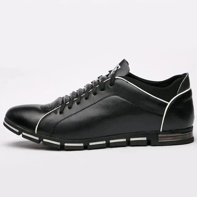 Men's Casual Lace-Up Sneakers with Contrast Stitch Sole Design