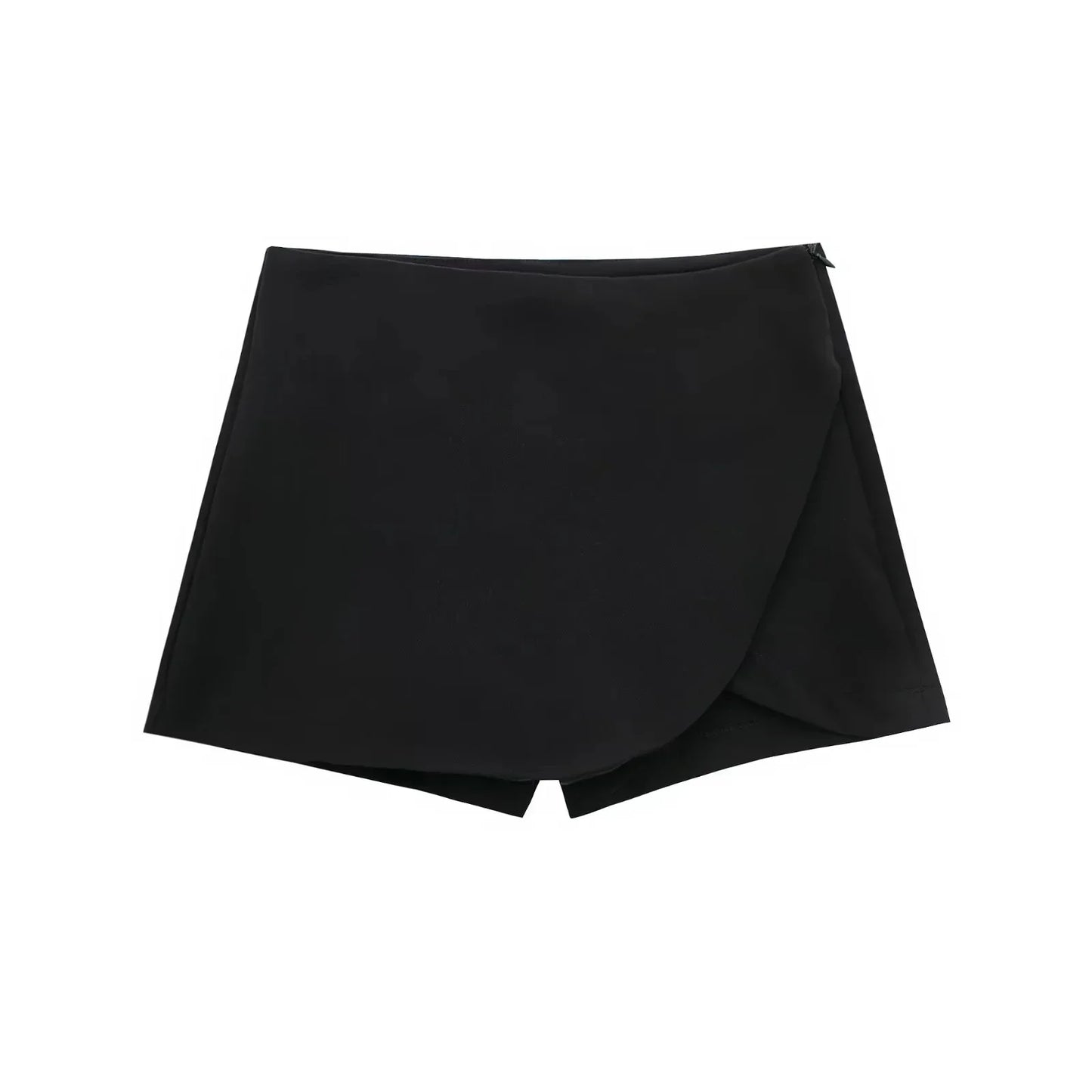 Women's High Waist Asymmetric Mini Skirt with Overlap Front