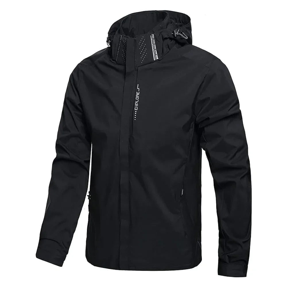 Men's Waterproof Hooded Rain Jacket with Windproof Protection