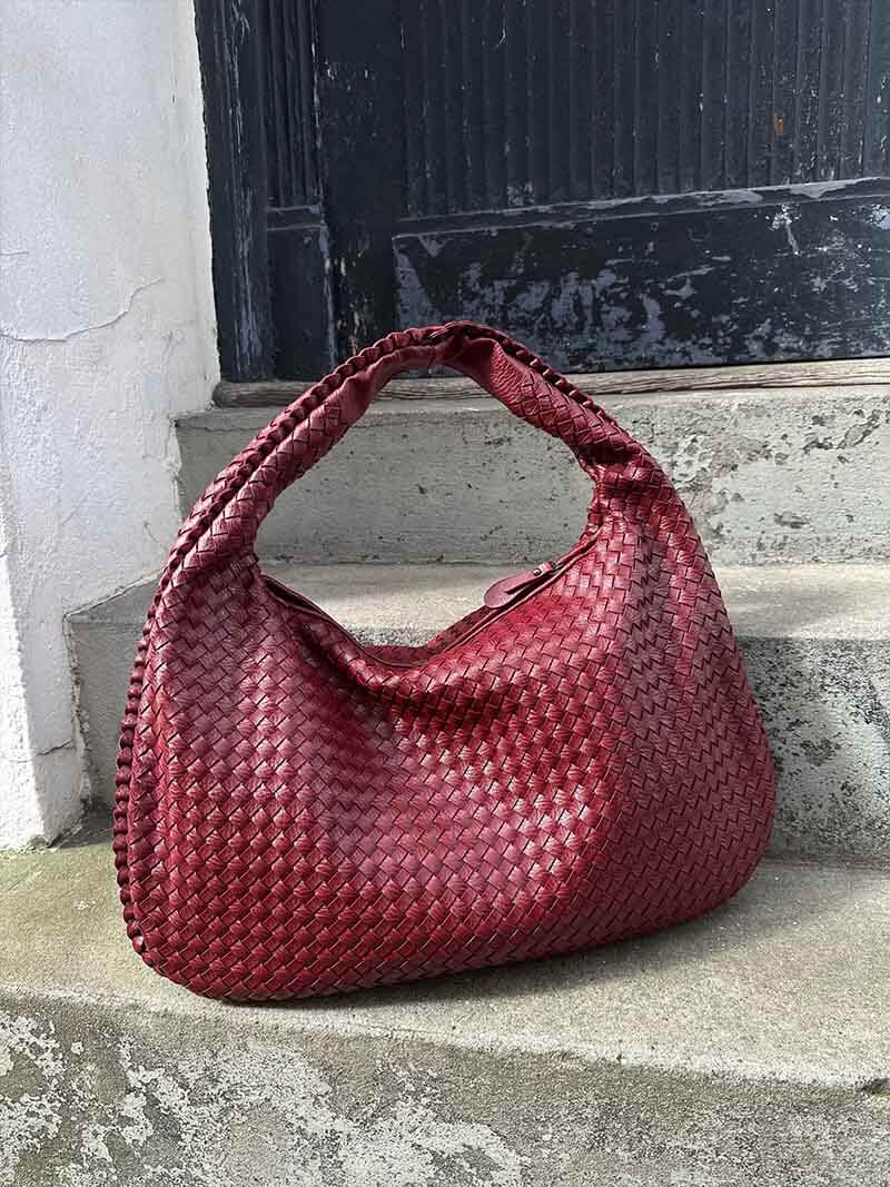 Women's Large Woven Shoulder Bag with Soft Slouchy Design