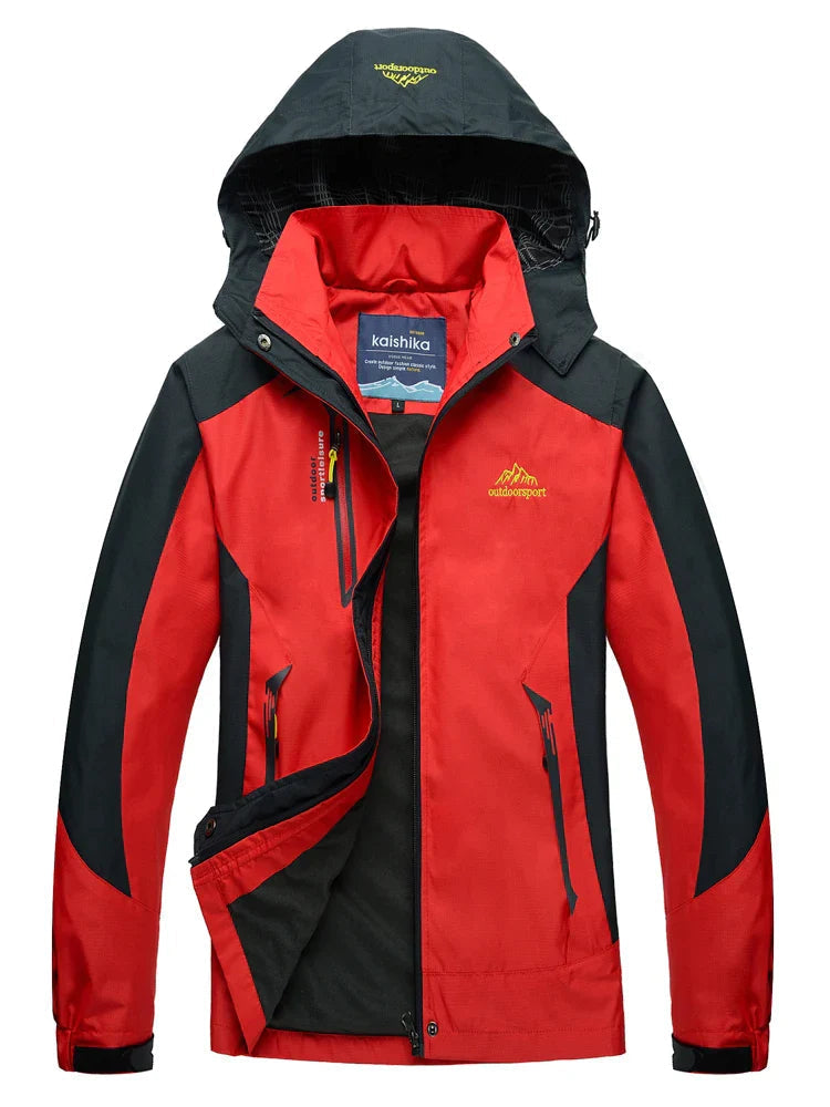 Women's Waterproof Windbreaker Jacket with Sporty Hooded Design