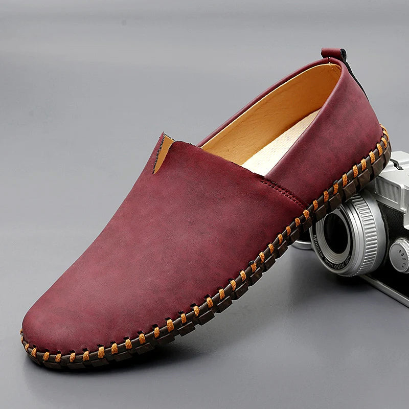 Men's Slip-On Casual Shoes with Stitch Detailing and Flexible Sole
