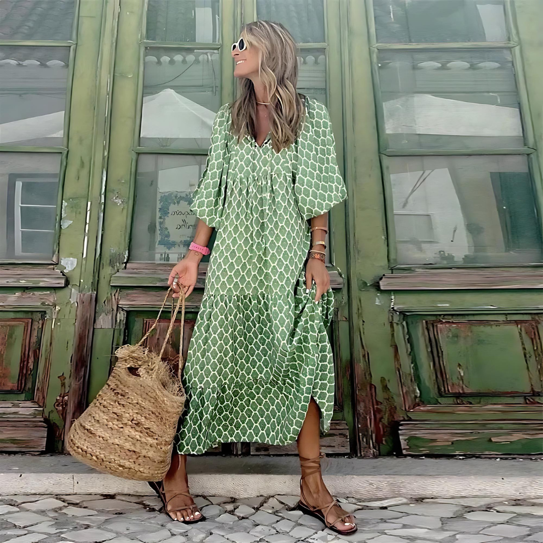 Floral Print Maxi Dress for Women with Loose Fit