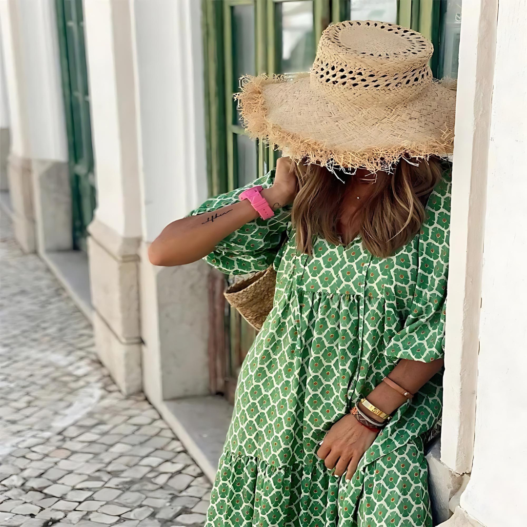 Floral Print Maxi Dress for Women with Loose Fit