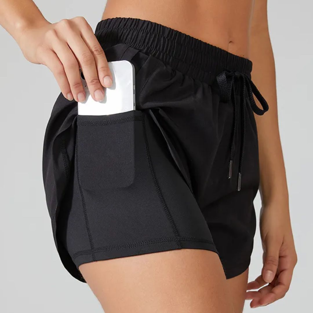 Women's Running Swim Shorts with Phone Pocket and Inner Liner
