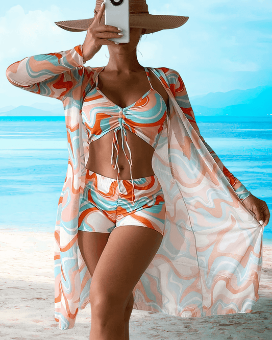 Women's Chic Three-Piece Beachwear Set