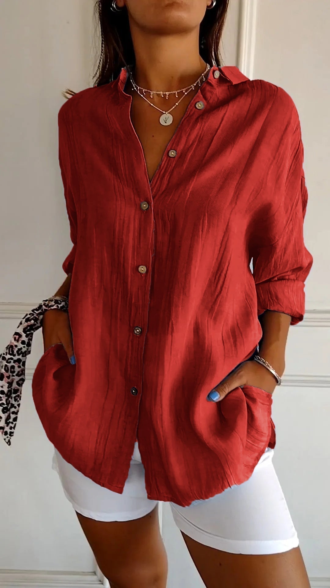 Women's Casual Button-Down Long Sleeve Shirt