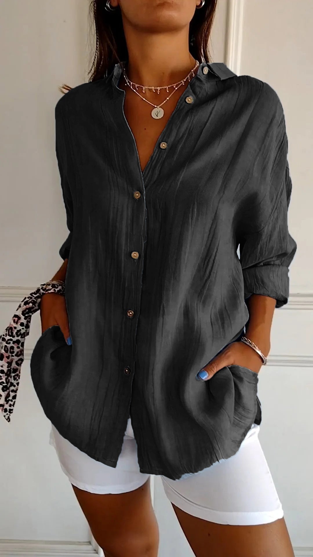 Women's Casual Button-Down Long Sleeve Shirt