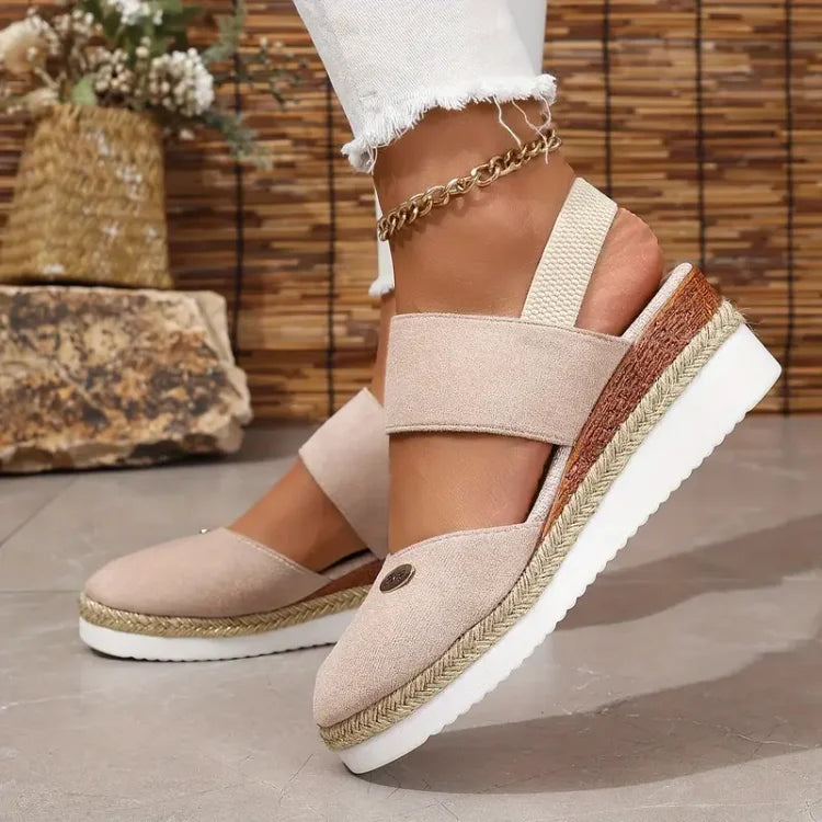 Women's Platform Espadrilles Sandals with Double Strap Design