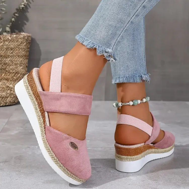 Women's Platform Espadrilles Sandals with Double Strap Design