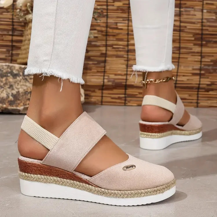 Women's Platform Espadrilles Sandals with Double Strap Design