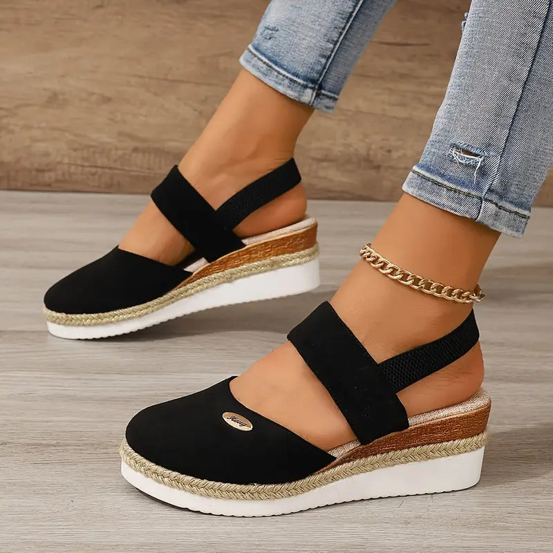 Women's Platform Espadrilles Sandals with Double Strap Design