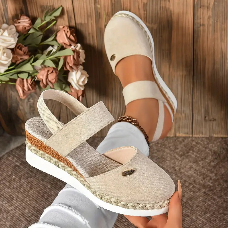 Women's Platform Espadrilles Sandals with Double Strap Design