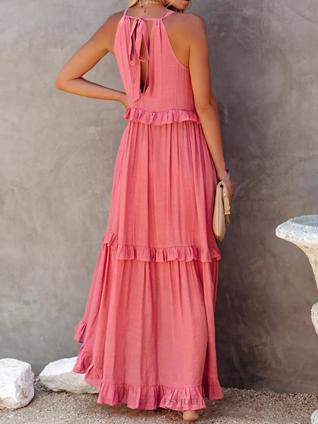 Women's Sleeveless Maxi Dress with Ruffled Skirt