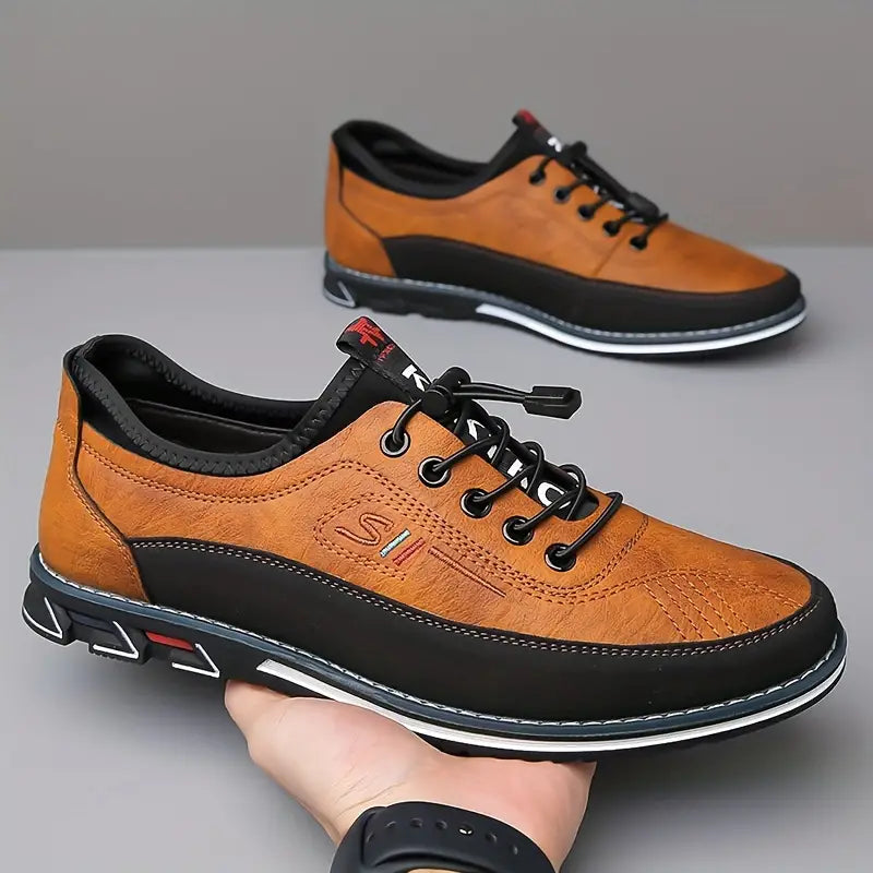 Men's Two-Tone Lace-Up Loafers with Contrast Stitching