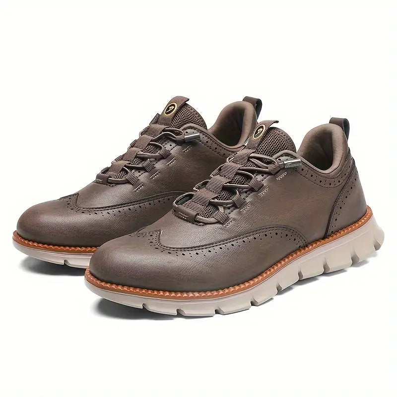 Men's Casual Lace-Up Walking Shoes with Non-Slip Flexible Sole