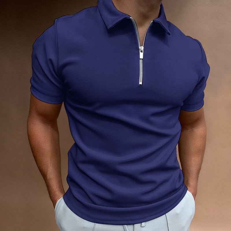 Men’s Zip Polo Shirt – Fitted Short Sleeve Top for Casual & Smart Summer Outfits