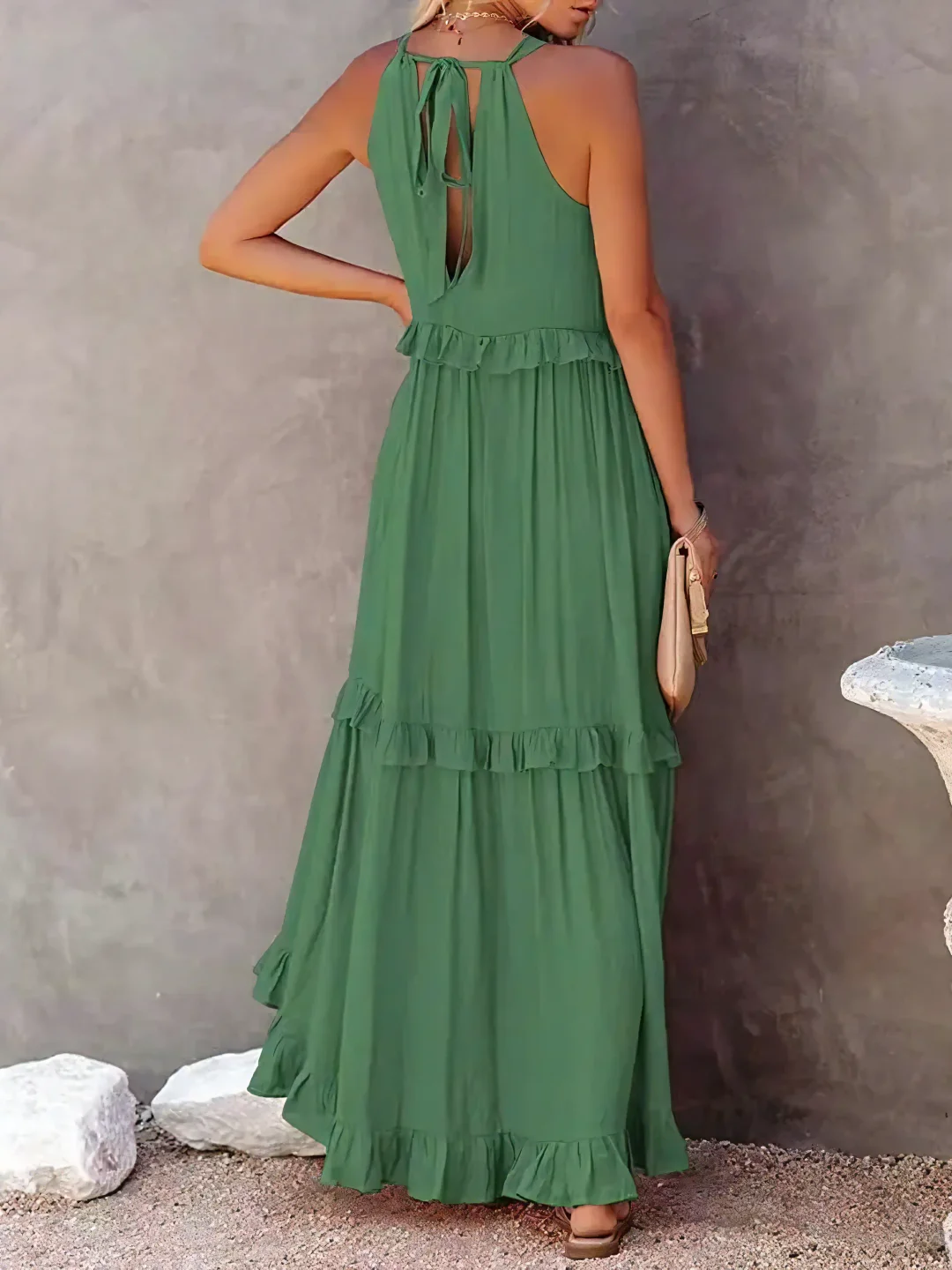 Women's Sleeveless Maxi Dress with Ruffled Skirt
