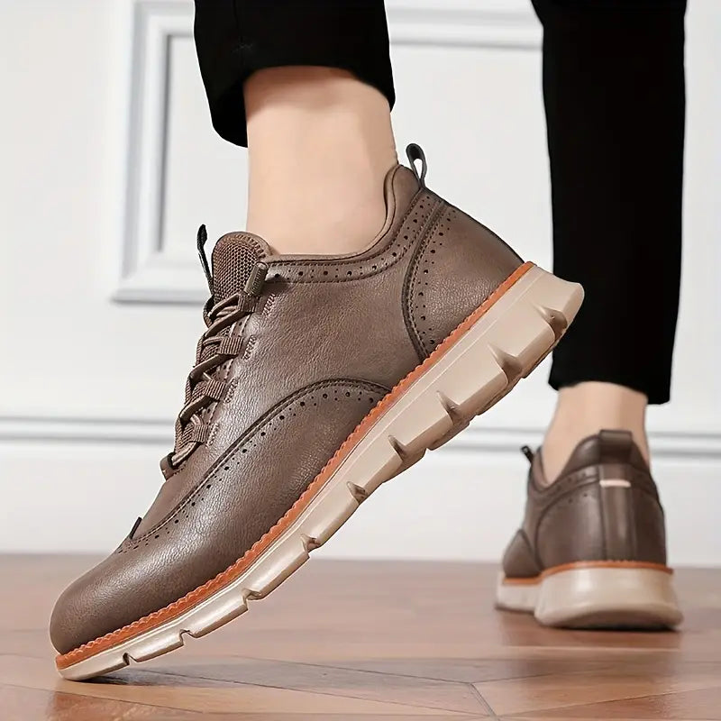 Men's Casual Lace-Up Walking Shoes with Non-Slip Flexible Sole