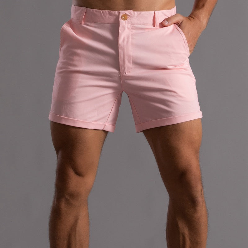 Men’s Slim Fit Tailored Shorts with Button Closure and Smart Style