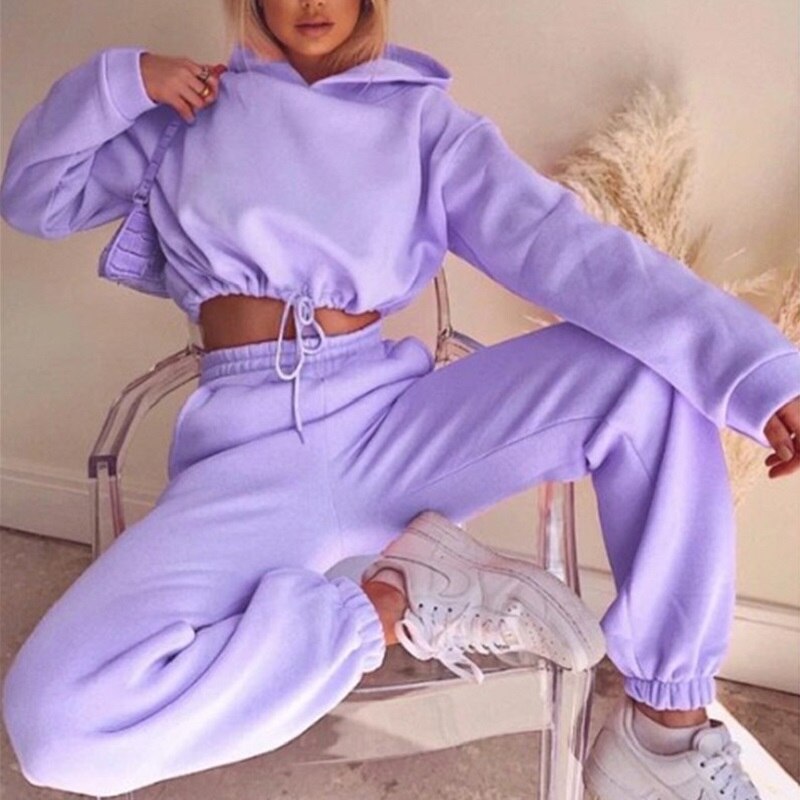 Women's 2-Piece Tracksuit Loungewear with Drawstring Jogger Pants