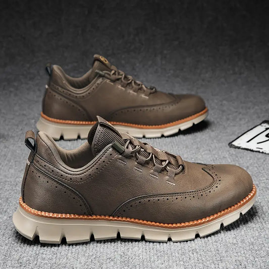 Men's Casual Lace-Up Walking Shoes with Non-Slip Flexible Sole