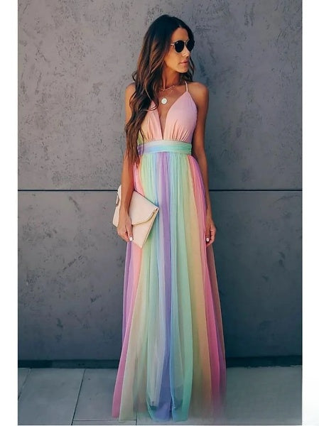 Women's Colorful Swing Maxi Dress